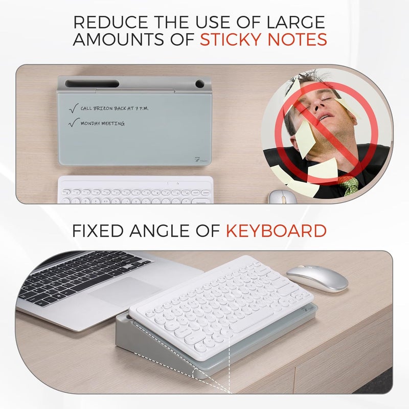 TOWON Small Compact Glass Desktop Whiteboard with Storage – 12 x 7 in Dry Erase Board for Desk, Home Office, School | Includes 5 Markers, Eraser & Holder | Space-Saving Organizer, Aesthetic Gray - Image 4